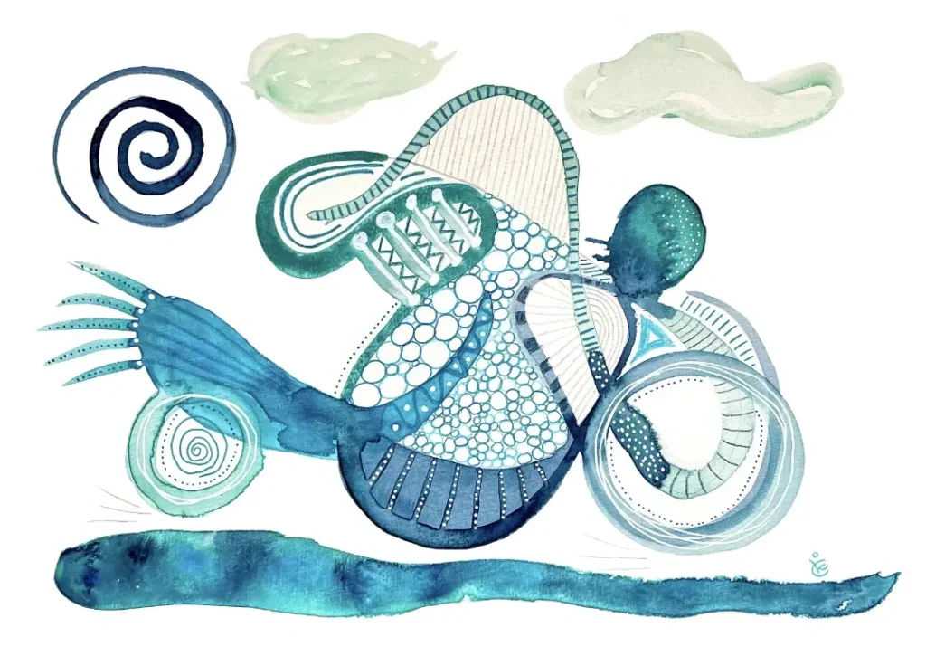 Aquarell Blaue Motorrad