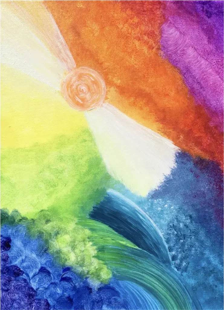 Energiebild Das Leben ist bunt, bunte Farbbereiche mit unterschiedlichen Pinselführungen