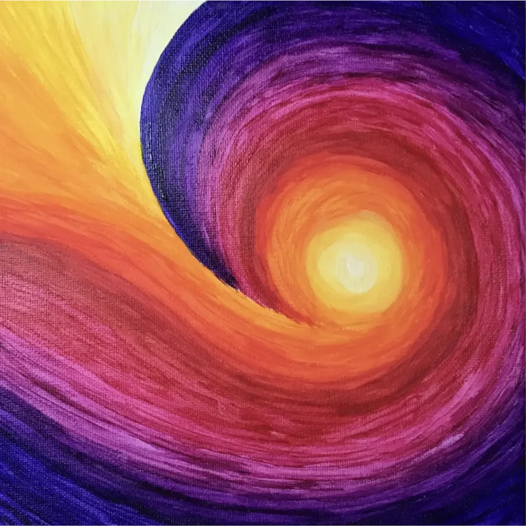 Energiebild Die perfekte Welle, Welle mit einem Farbverlauf von lila über rot zu gelb