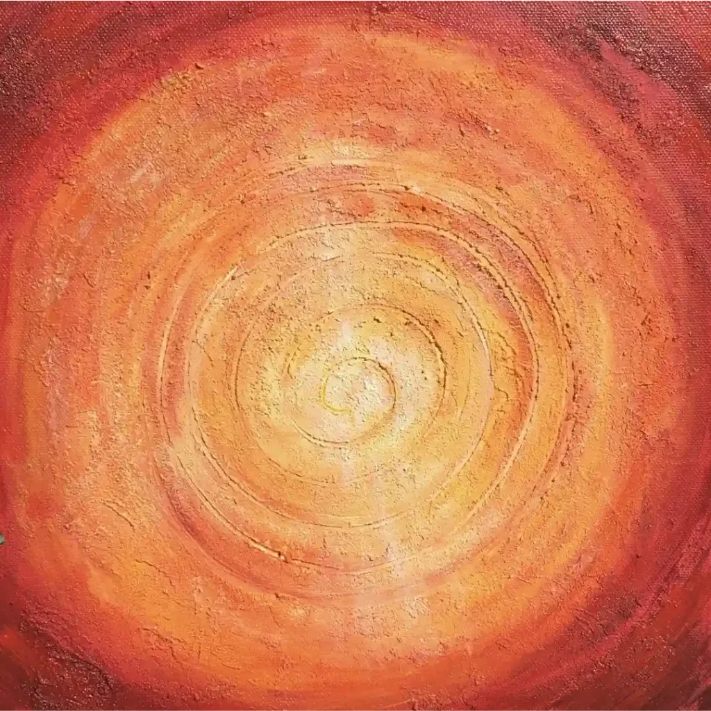 Energiebild Energiespirale, Farbverlauf von mittig gelb nach außen rot