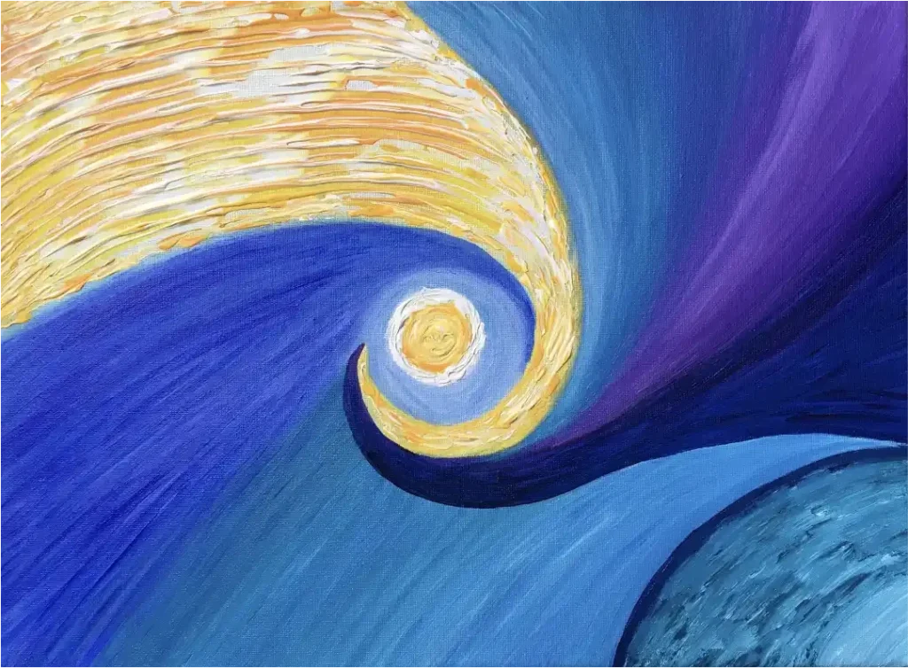 Energiebild Lichtwelle, blaue Welle mit gelben Akzent