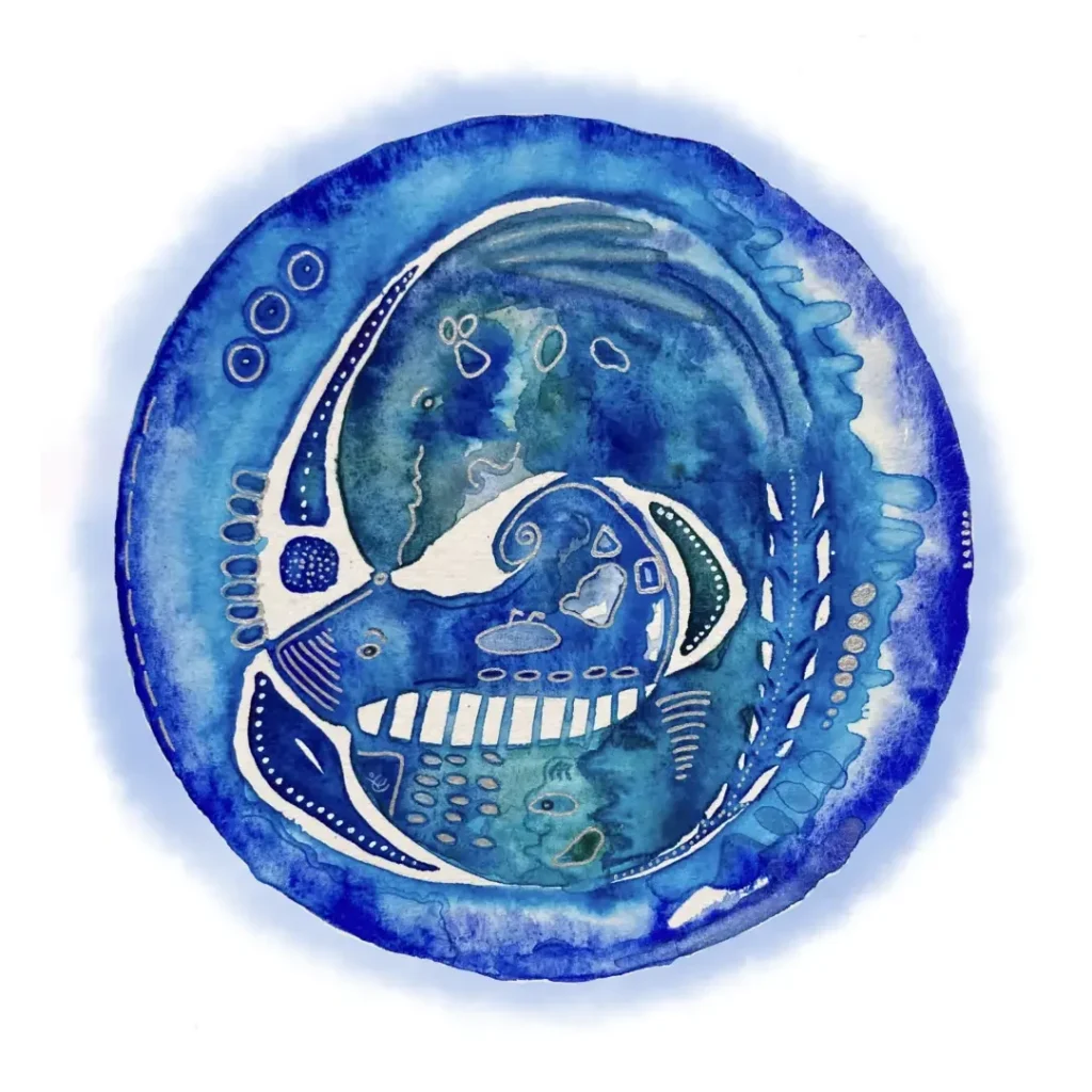 Aquarell Seelenkugel Blau