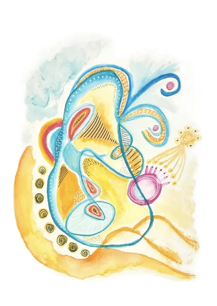 Aquarell Strand, abstrakte Darstellung